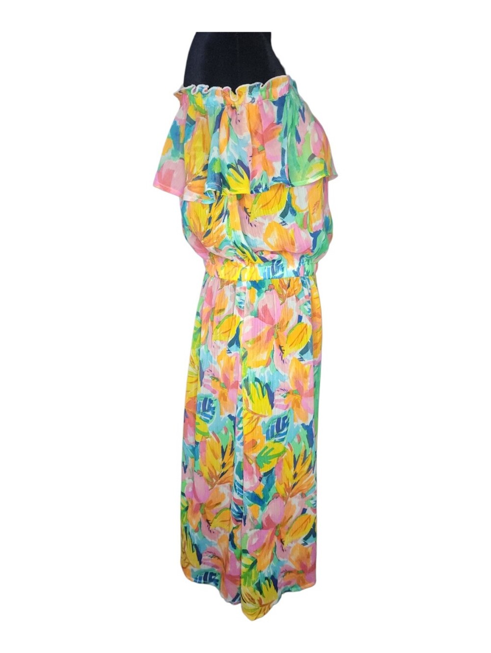 Into The Bleu Bloom in Love Crinkle Chiffon Swim Cover Up, Womens Large - Picture 5 of 6